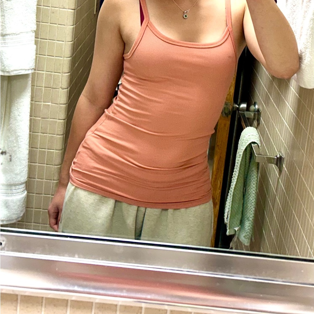 Flattering Orange Thick Strap Lightweight Tank Top